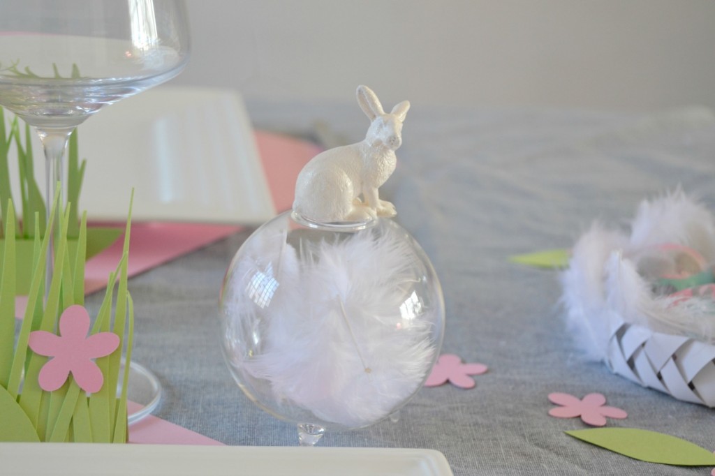 boule en verre lapin blanc