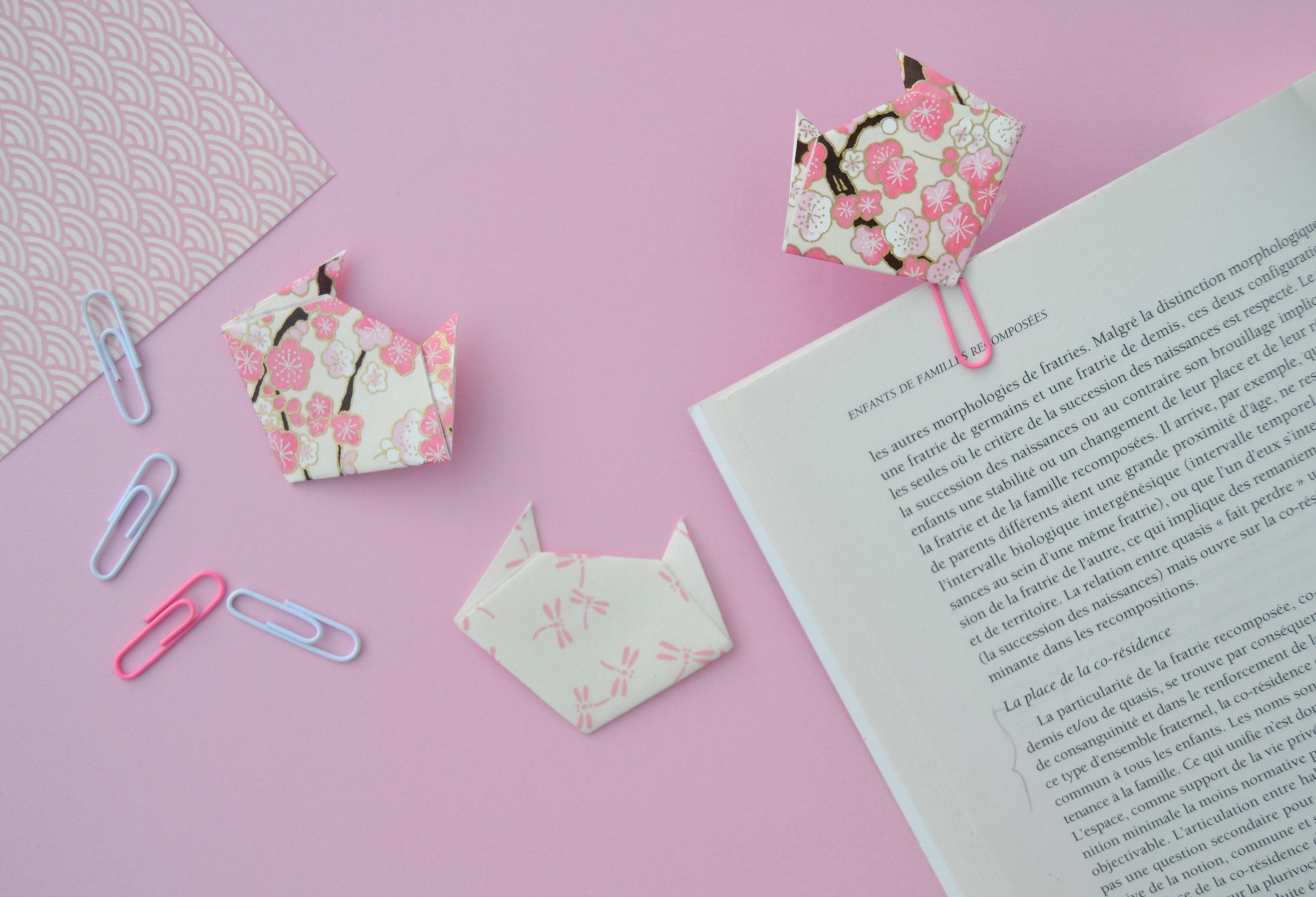 Marquepage en origami les petits chats Maman à tout faire
